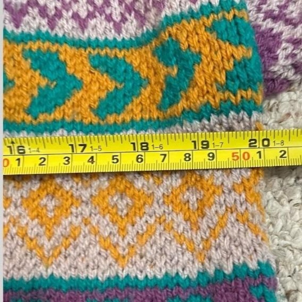 Vintage Geometric Button Cardigan Sweater Large Wool Statement Cozy Warm Unique - Picture 5 of 9